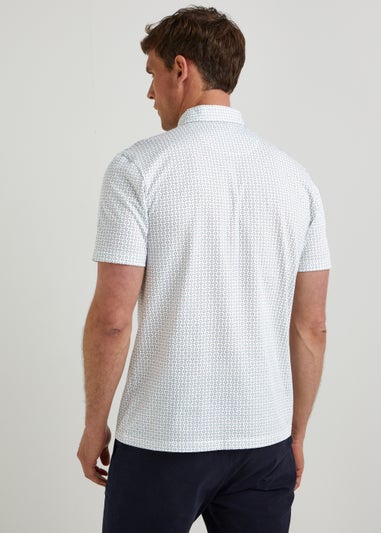 White Circle Print Polo Shirt