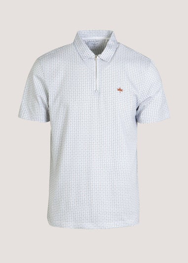 White Circle Print Polo Shirt