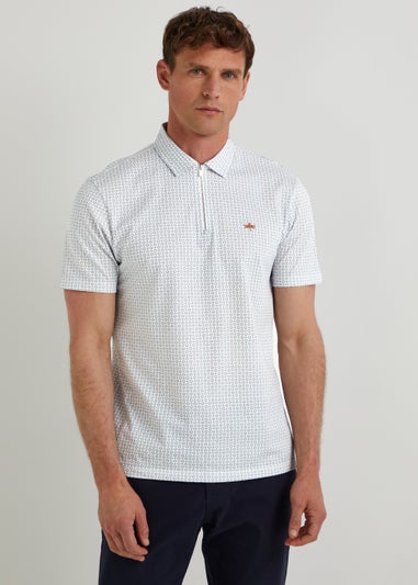 White Circle Print Polo Shirt