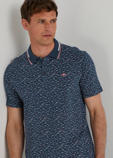 Navy Print Smart Polo Shirt