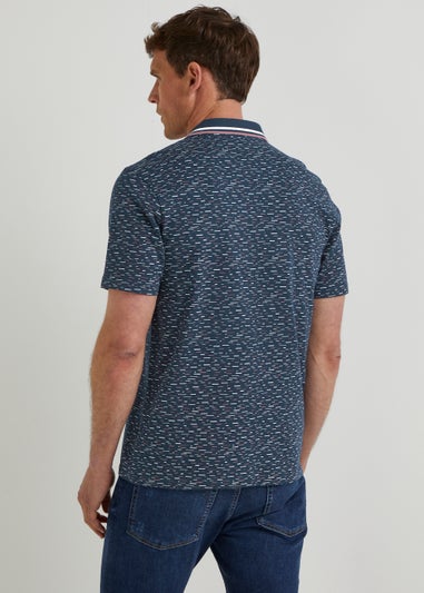 Navy Print Smart Polo Shirt