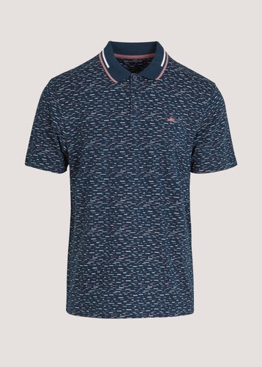 Navy Print Smart Polo Shirt