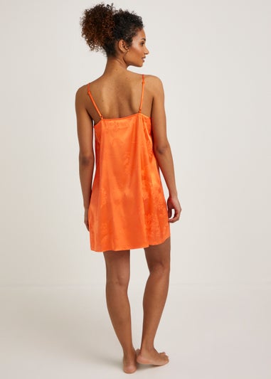 Orange Satin Jacquard Chemise