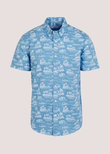 Blue Island Print Short Sleeve Shirt