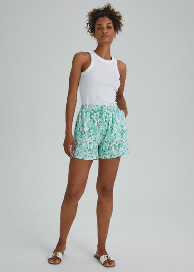 Green Ikat Print Co-Ord Shorts