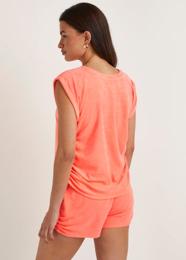 Orange Towelling Co-Ord Shorts
