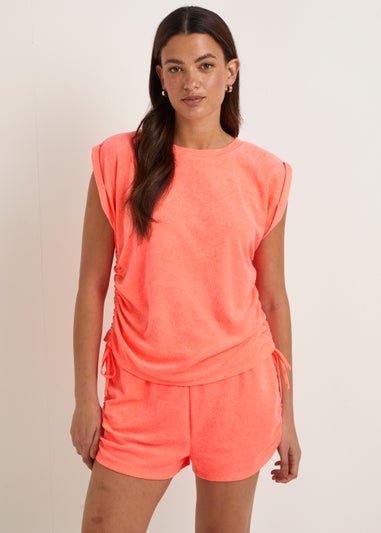 Orange Towelling Co-Ord Shorts