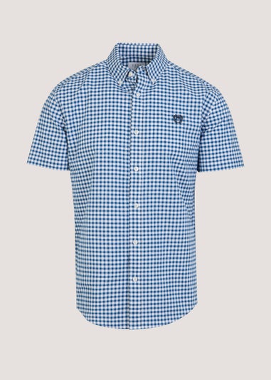 Navy Check Short Sleeve Oxford Shirt