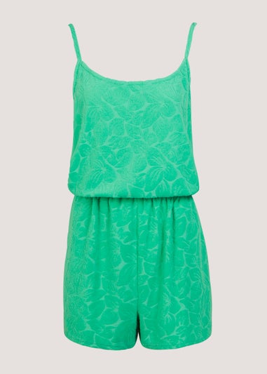 Green Towelling Playsuit