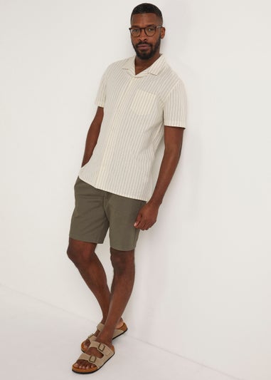 Ecru Stripe Short Sleeve Shirt