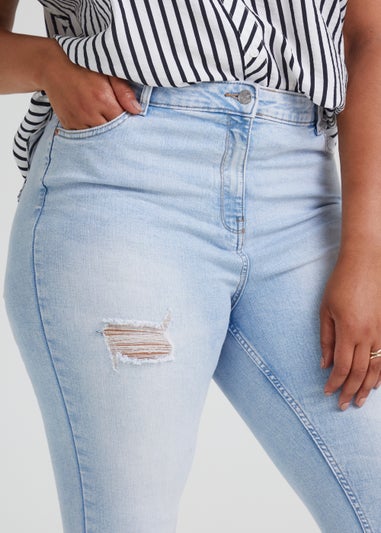 Papaya Curve Light Wash Ripped Skinny Jeans