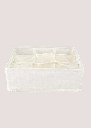 Cream Canvas Wardrobe Organiser (35cm x 30cm x 11cm)