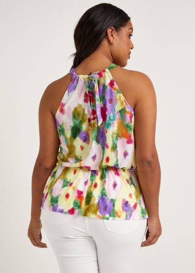 Papaya Curve Multicoloured Floral Halter Neck Top