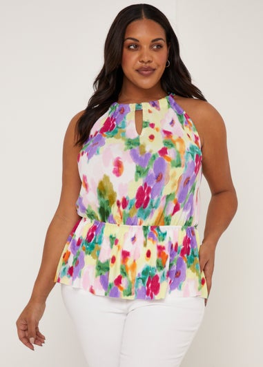 Papaya Curve Multicoloured Floral Halter Neck Top