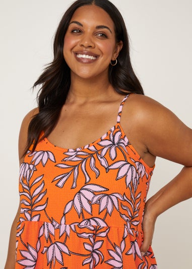 Papaya Curve Orange Floral Print Cami Dress