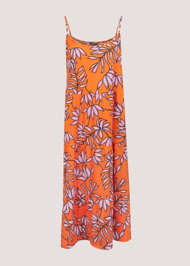 Papaya Curve Orange Floral Print Cami Dress