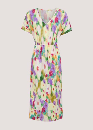 Papaya Curve Multicoloured Floral Print Plisse Dress