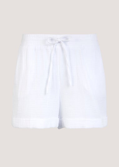 White Double Cloth Co-Ord Shorts