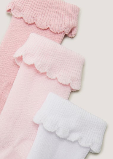 3 Pack Pink Frill Baby Socks (Newborn-12mths)