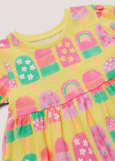 Girls Yellow Ice Lolly Jersey Dress (9mths-6yrs)