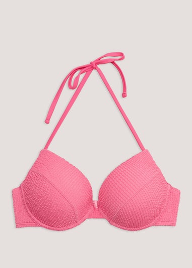 Pink Crinkle Super Enhance Bikini Top