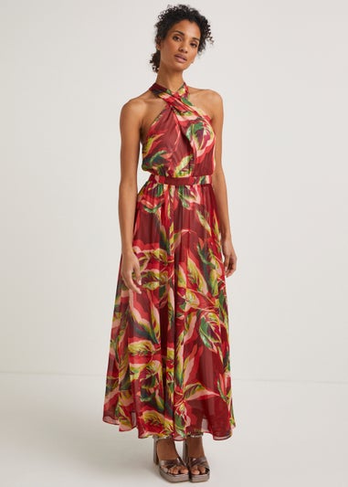 Et Vous Red Cross Front Maxi Dress