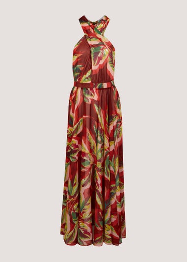 Et Vous Red Cross Front Maxi Dress