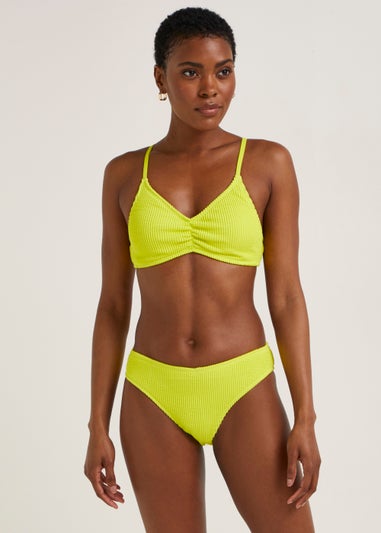 Yellow Crinkle V-Front Bikini Bottoms