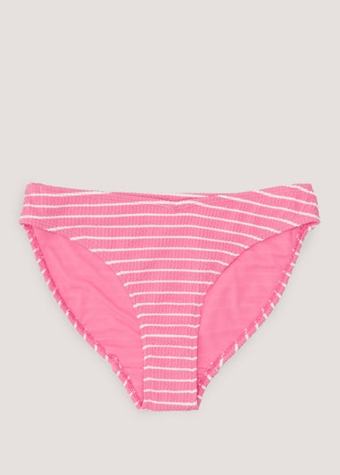 Pink Stripe Crinkle Bikini Bottoms