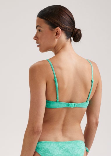 Green Floral Knot Bikini Top