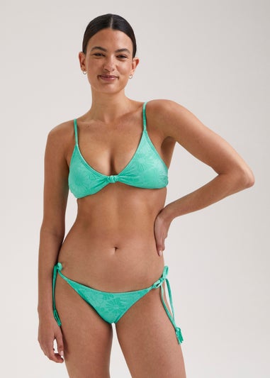 Green Floral Knot Bikini Top