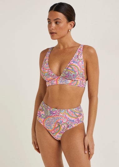 Multicoloured Paisley High Apex Bikini Top