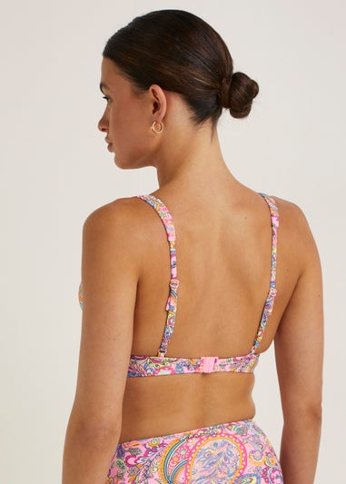 Multicoloured Paisley High Apex Bikini Top