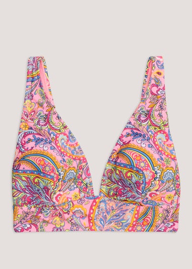 Multicoloured Paisley High Apex Bikini Top