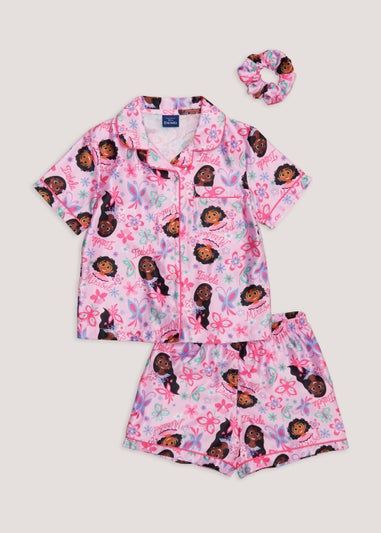 Kids Pink Disney Encanto Satin Pyjama & Scrunchie Set (5-10yrs)