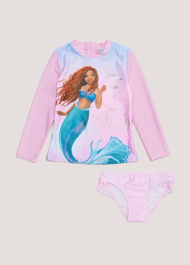 Kids Pink Disney Ariel Long Sleeve Tankini Set (2-9yrs)