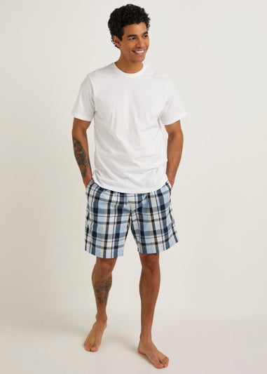 Blue & Ecru Check Woven Pyjama Shorts