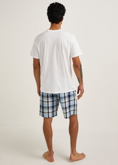 Blue & Ecru Check Woven Pyjama Shorts