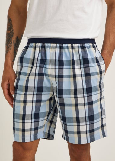 Blue & Ecru Check Woven Pyjama Shorts