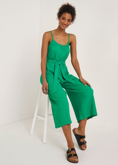 Green Crinkle Jumpsuit