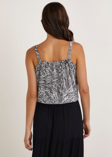 Papaya Petite Black Palm Print Vest Top