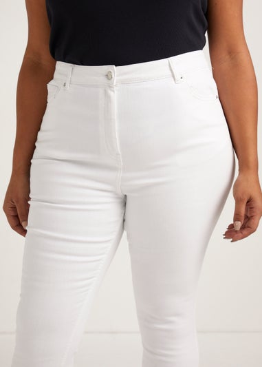 Papaya Curve White Ankle Grazer Jeans