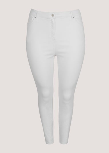 Papaya Curve White Ankle Grazer Jeans