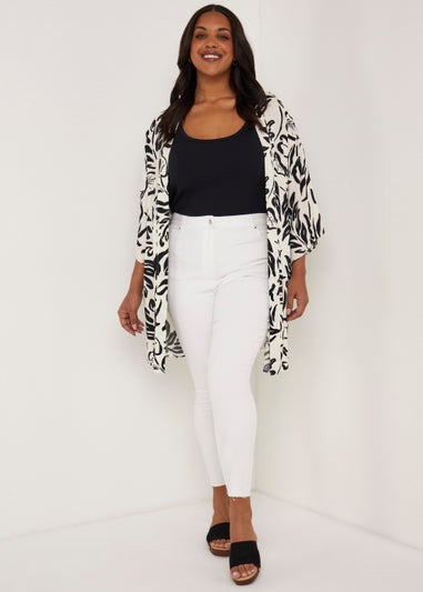 Papaya Curve White Ankle Grazer Jeans