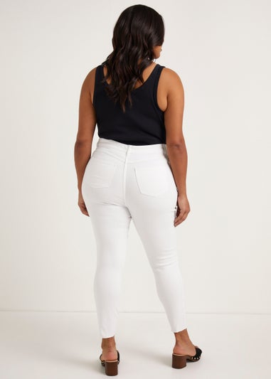 Papaya Curve White Ankle Grazer Jeans