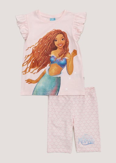Kids Pink Disney Little Mermaid Shortie Pyjama Set (2-9yrs)