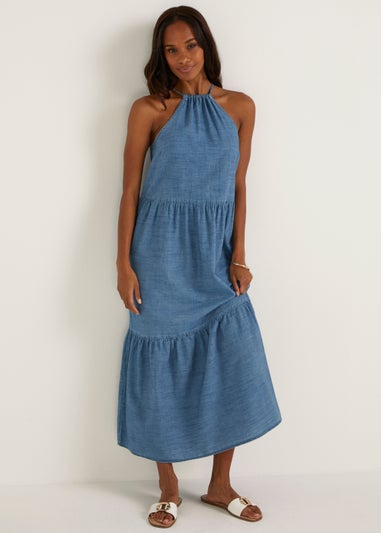 Mid Wash Tiered Maxi Dress