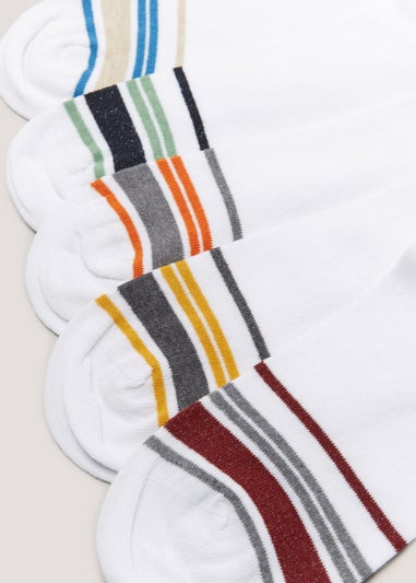 5 Pack White Stripe Ankle Socks