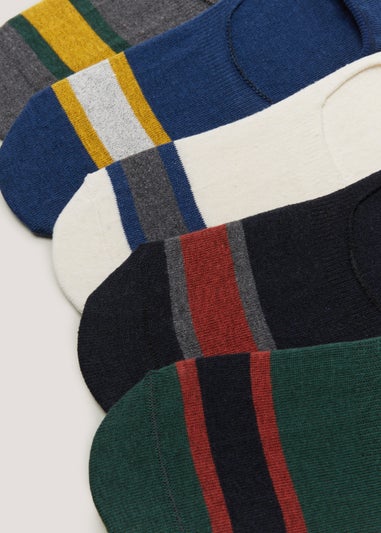 5 Pack Multicoloured Stripe Invisible Socks