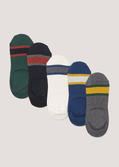 5 Pack Multicoloured Stripe Invisible Socks